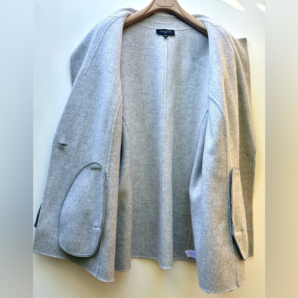 Like New Talbots Double Sided Wool Charcoal Coat Jacket Light Gray Lapel, 22 W - Picture 11 of 15